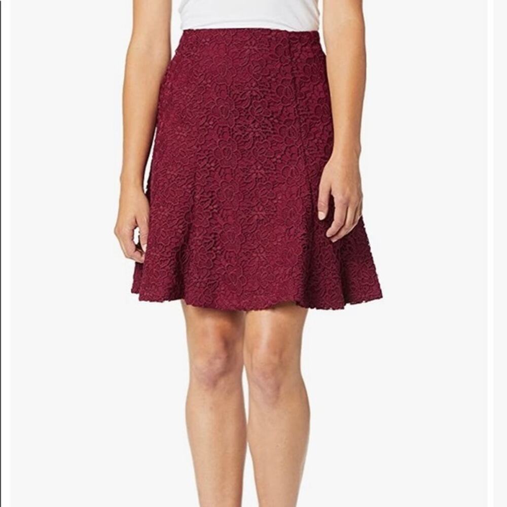 Nanette Lepore Woman Plus Flirty Lace Flounce Skirt Cranberry 22W NEW